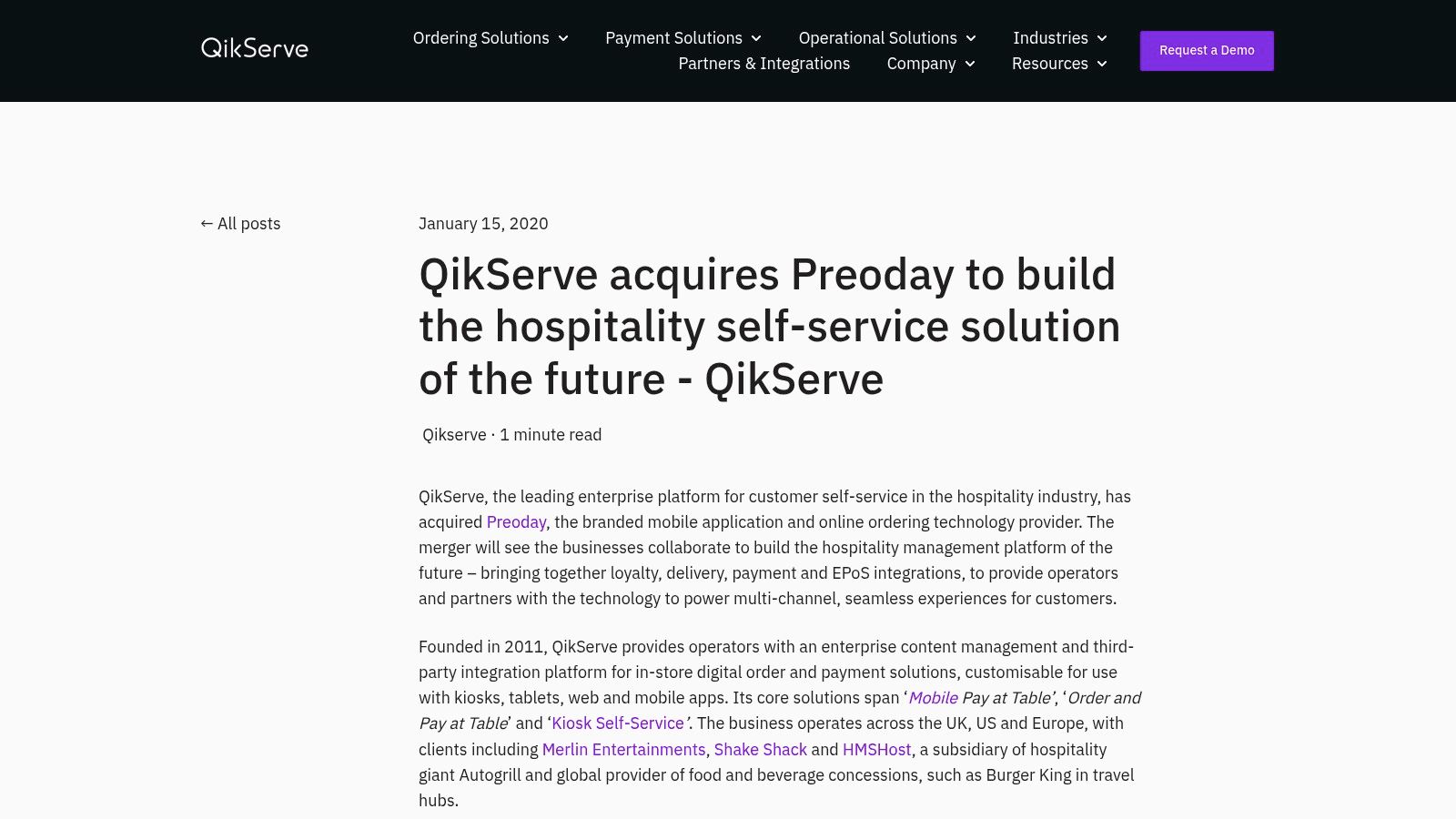 QikServe (incl. Preoday)